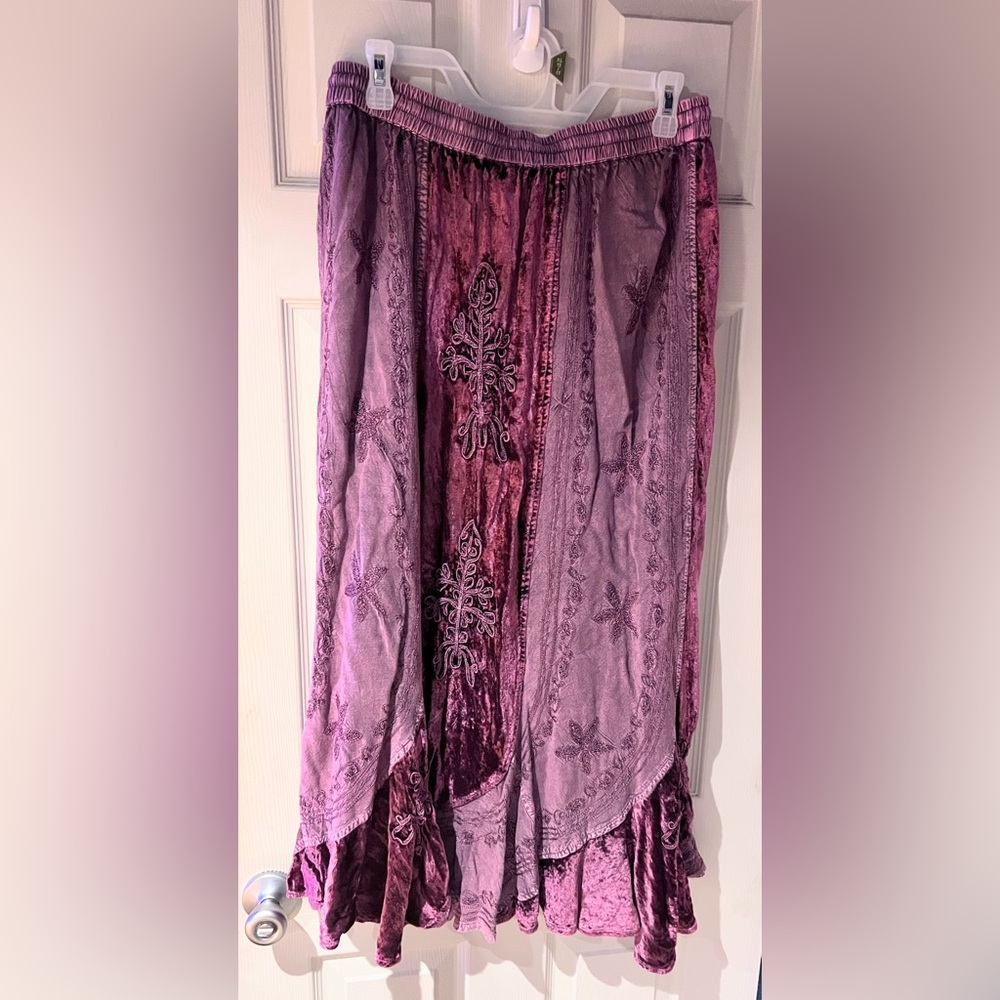 Again Traders Bohemian Embroidered Patchwork Maxi Skirt Size Large - Picture 4 of 4